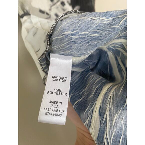 Komarov Elegant Abstract Charmeuse Dress Size Small Cream Gray - Picture 6 of 6